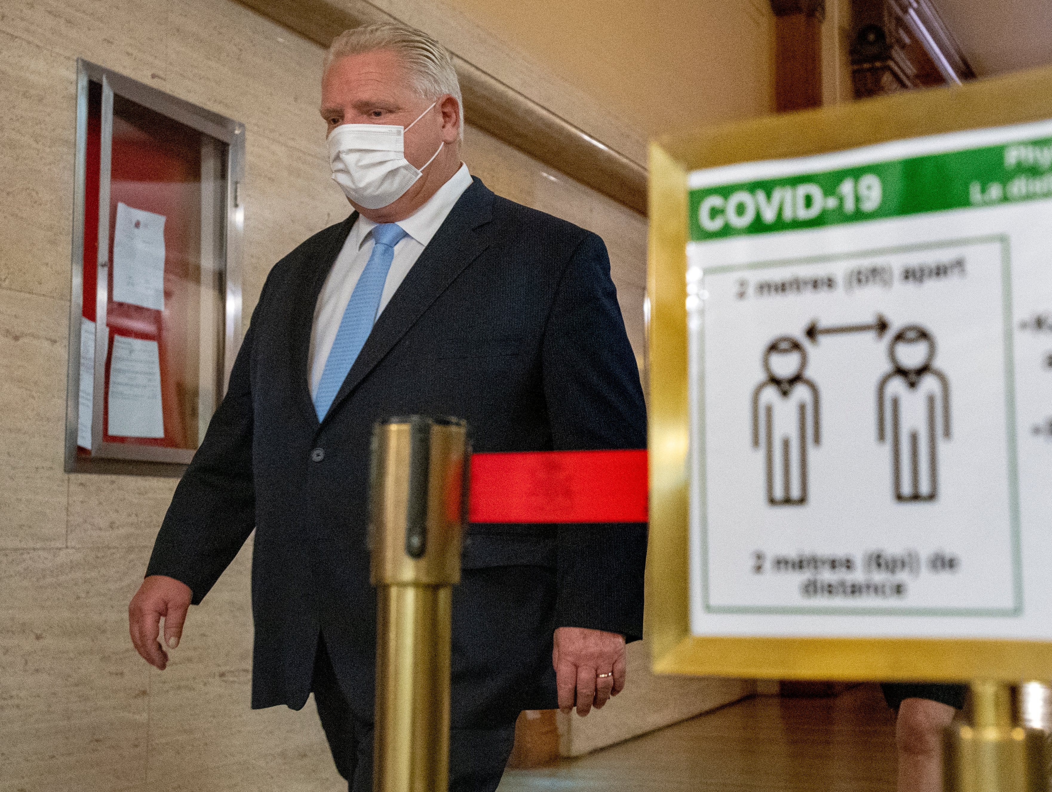 Ontario Premier Doug Ford arrives for the daily briefing at Queen's Park in Toronto on Nov. 17, 2020. (Frank Gunn/CP)