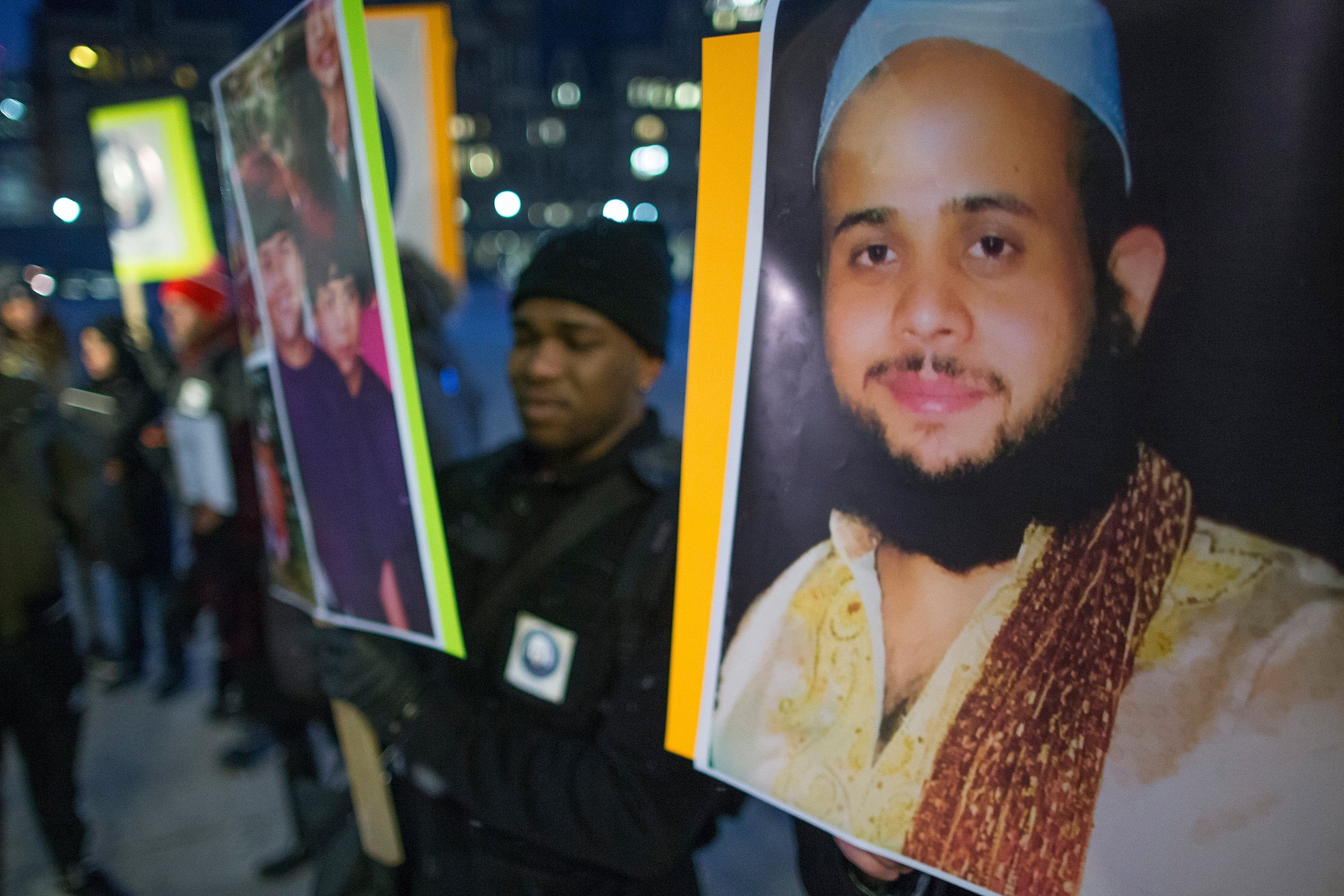 A small group of family and friends of Soleiman Faqiri, hold a vigil at Nathan Phillips Square on February 7, 2017, for the man who died during an altercation with guards in jail in Lindsay, Ont. (Rick Madonik/Toronto Star/ Getty Images)