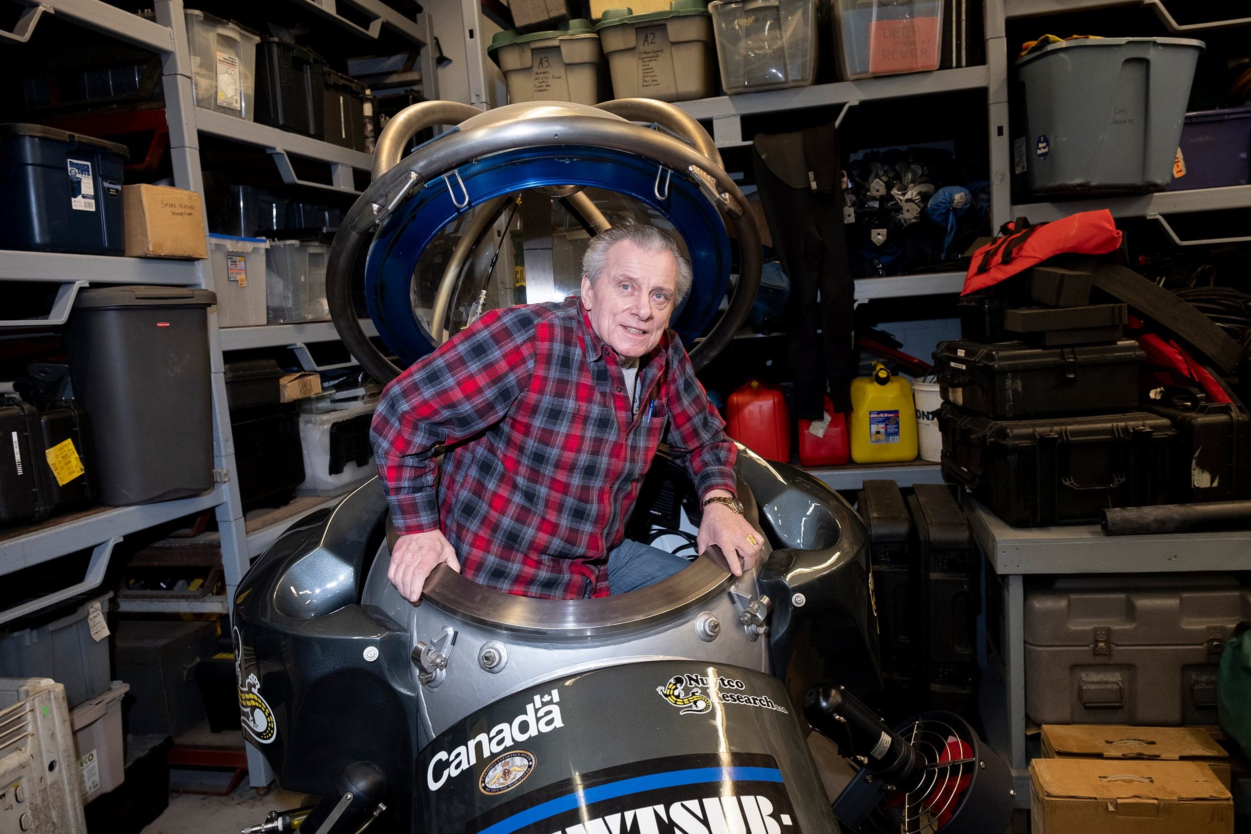 Nuytten at Nuytco’s Vancouver facility with one of his many ADS designs (Photograph by Jen Osborne)