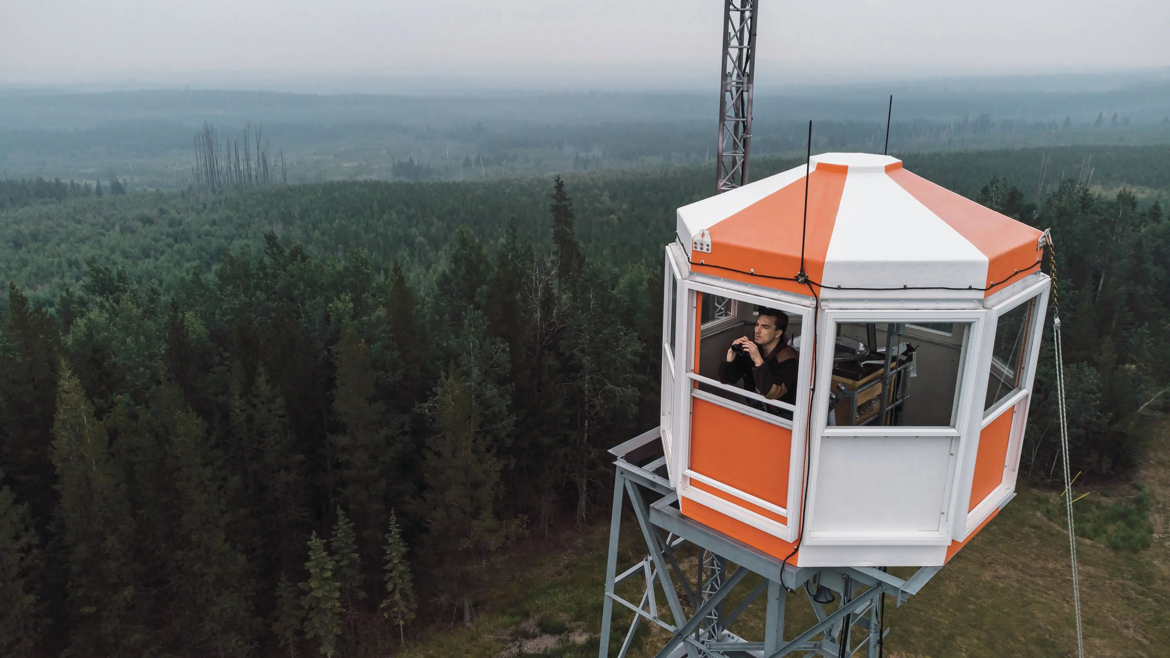 Atop the tower, Champagne watches over a 40-km radius (Photograph by Amber Bracken)