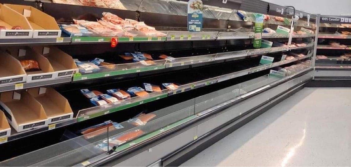 Grocery story shelves were emptying quickly in Abbotsford after the flood. (Beverley Field)