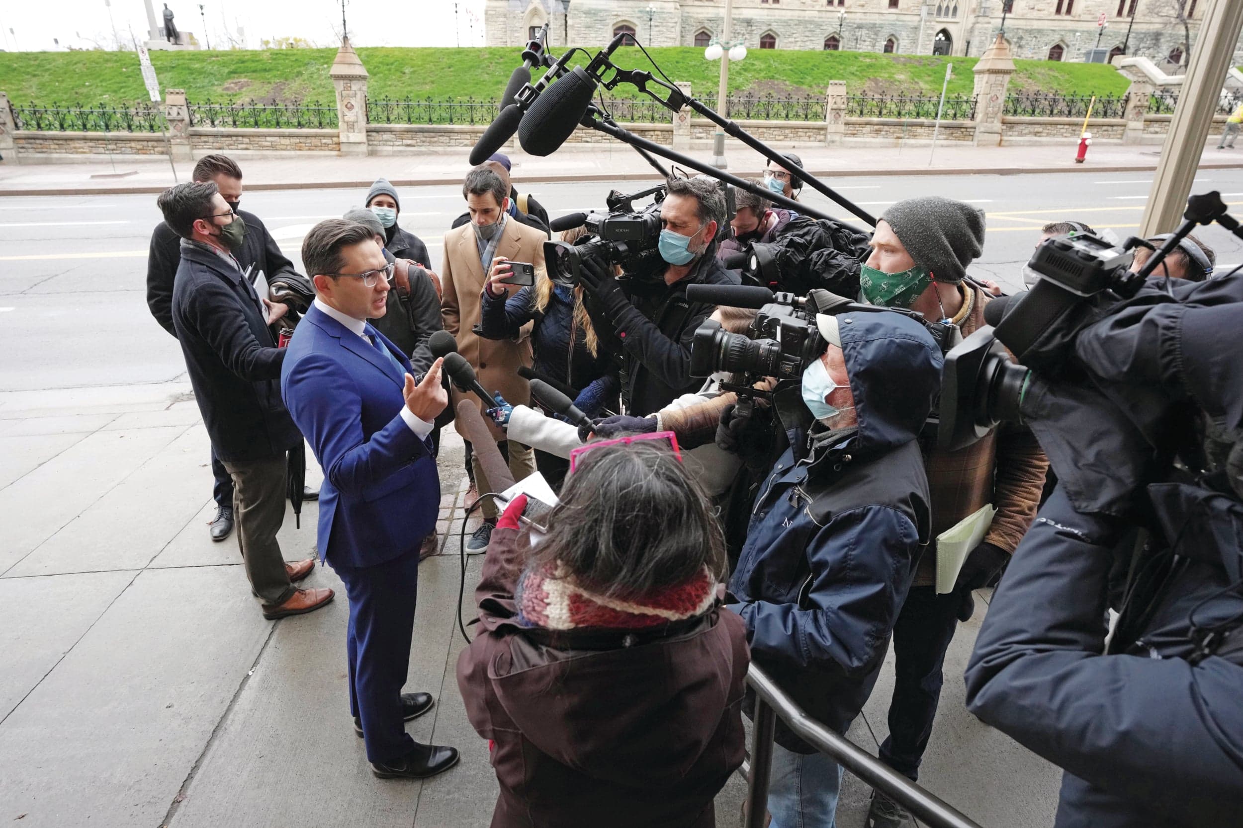 Poilievre arrives for a Conservative caucus meeting in Ottawa last November (Sean Kilpatrick/The Canadian Press)