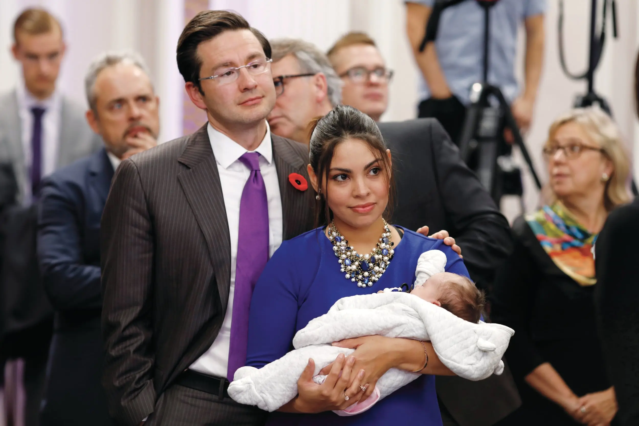 Accompanied by his wife, Anaida, and daughter, Valentina, Poilievre attends the Parliamentarian of the Year awards in 2018 (Photograph by Blair Gable)