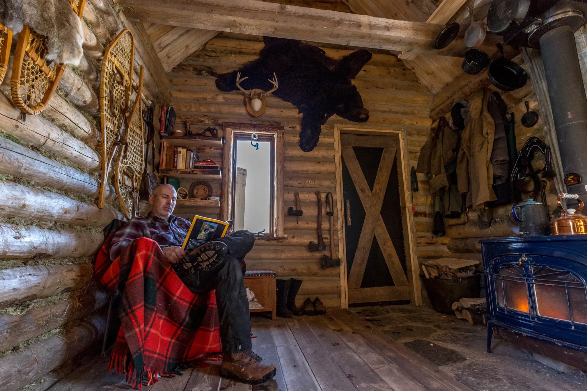 James’s channel includes a series on ‘How to build a rustic log cabin,’ with videos on putting in door frames, insulation and avoiding injury.