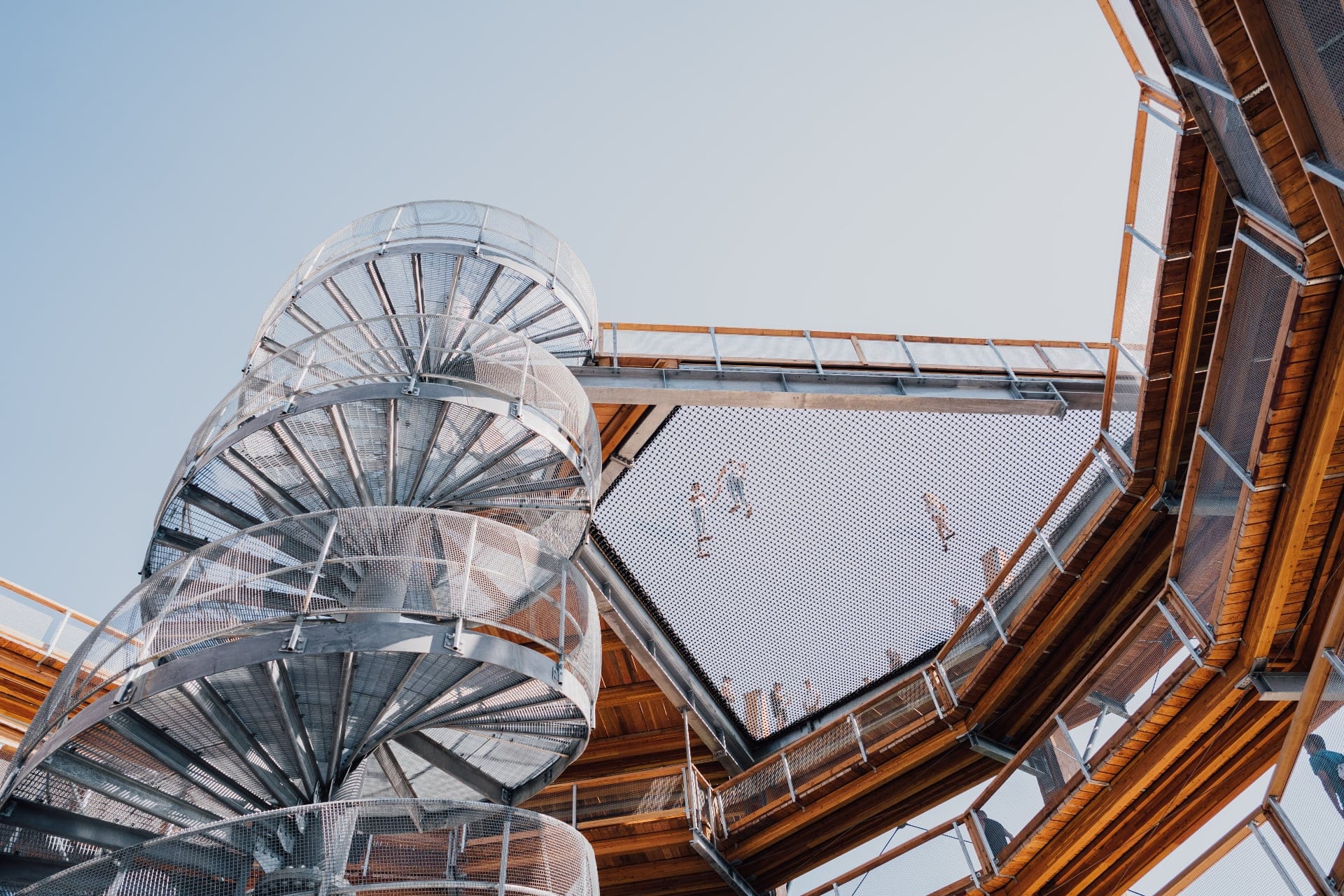 Adventure junkies can hop on a felt mat and ride the SkyWalk’s stainless-steel slide from the eighth level to the ground in a zippy 14 seconds. Photos courtesy of Malahat SkyWalk