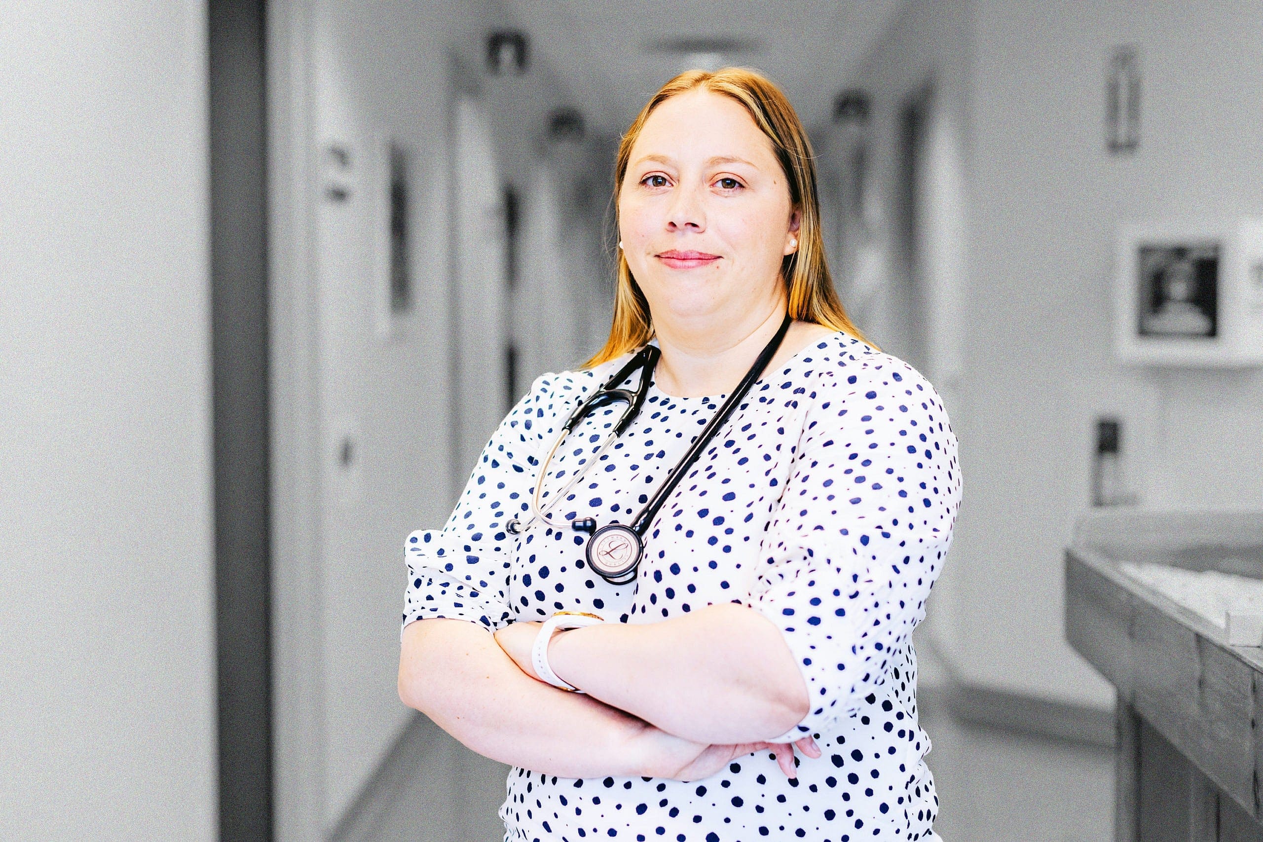"A renewed interest in pay-for-service clinics creates a huge risk," says Dr. Leisha Hawker, who has worked in Nova Scotia's public health-care sector for over a decade (Photography by Matt Madden, Illustration by Maclean's)