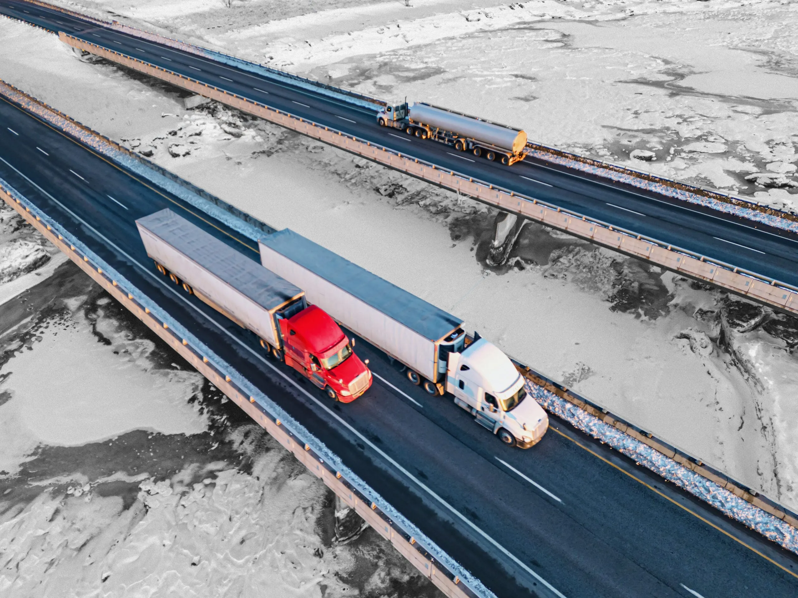 Trucks on a highway