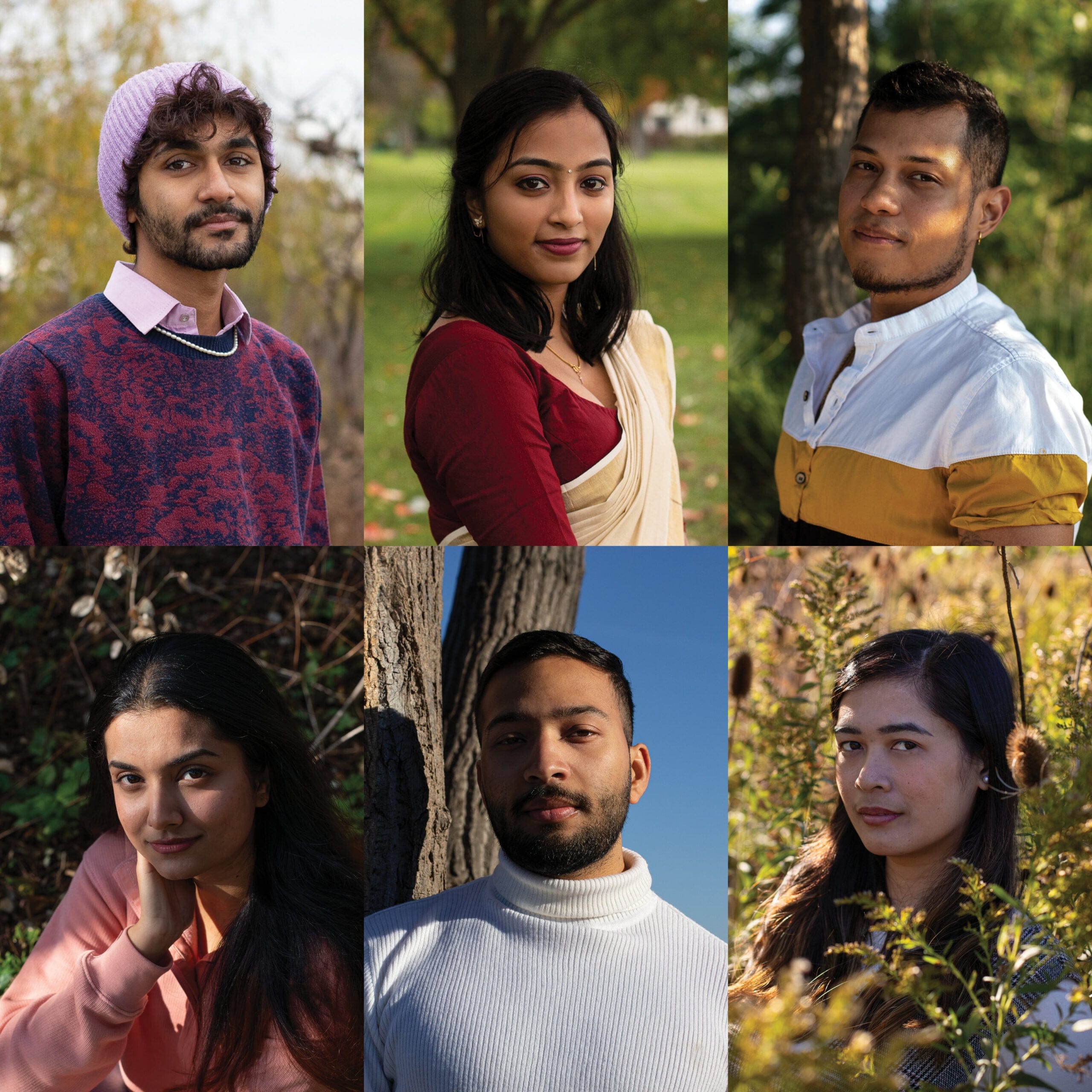 A collage of portraits of international students