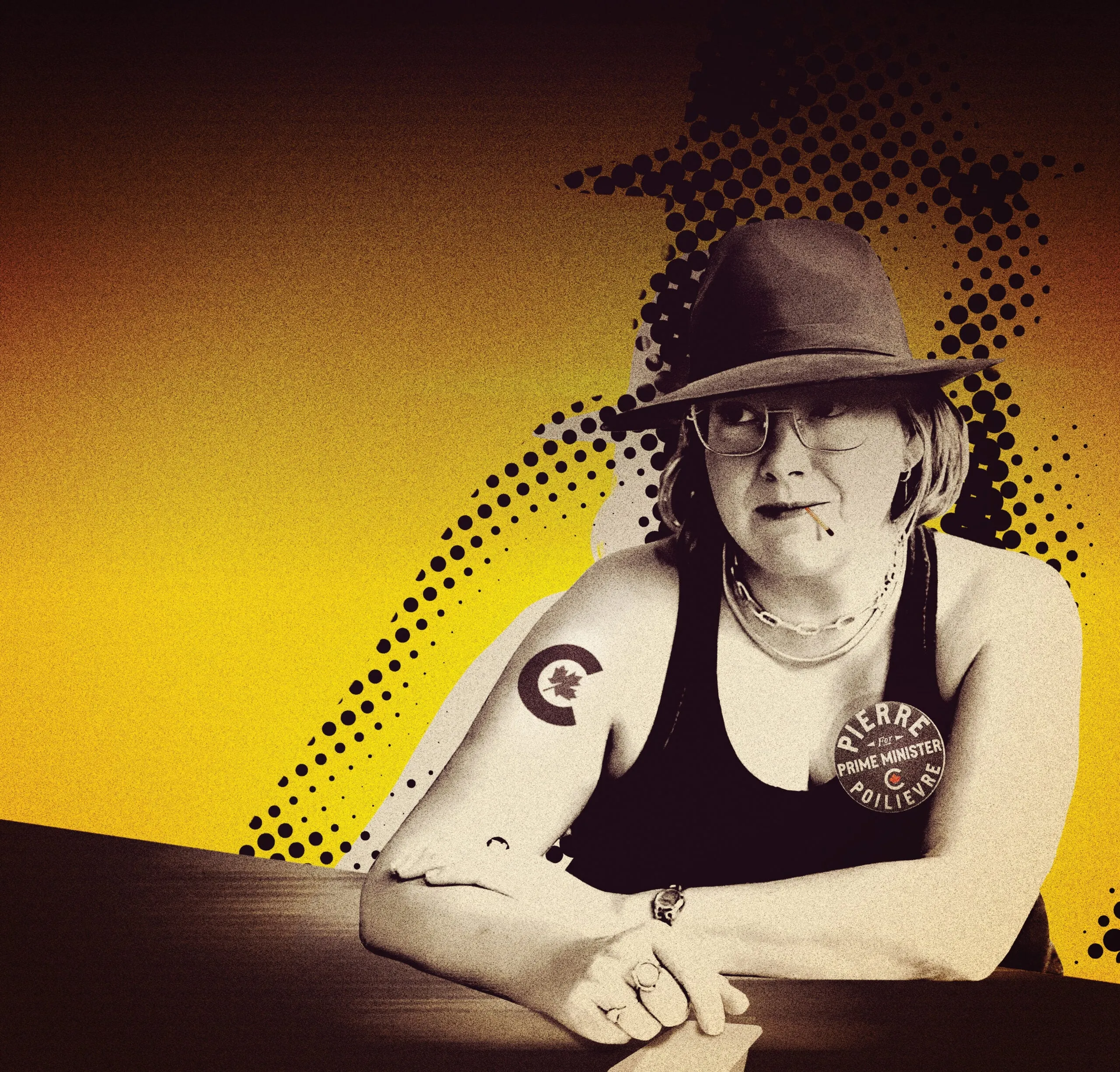 Jenni Byrne in a hat and black tank top