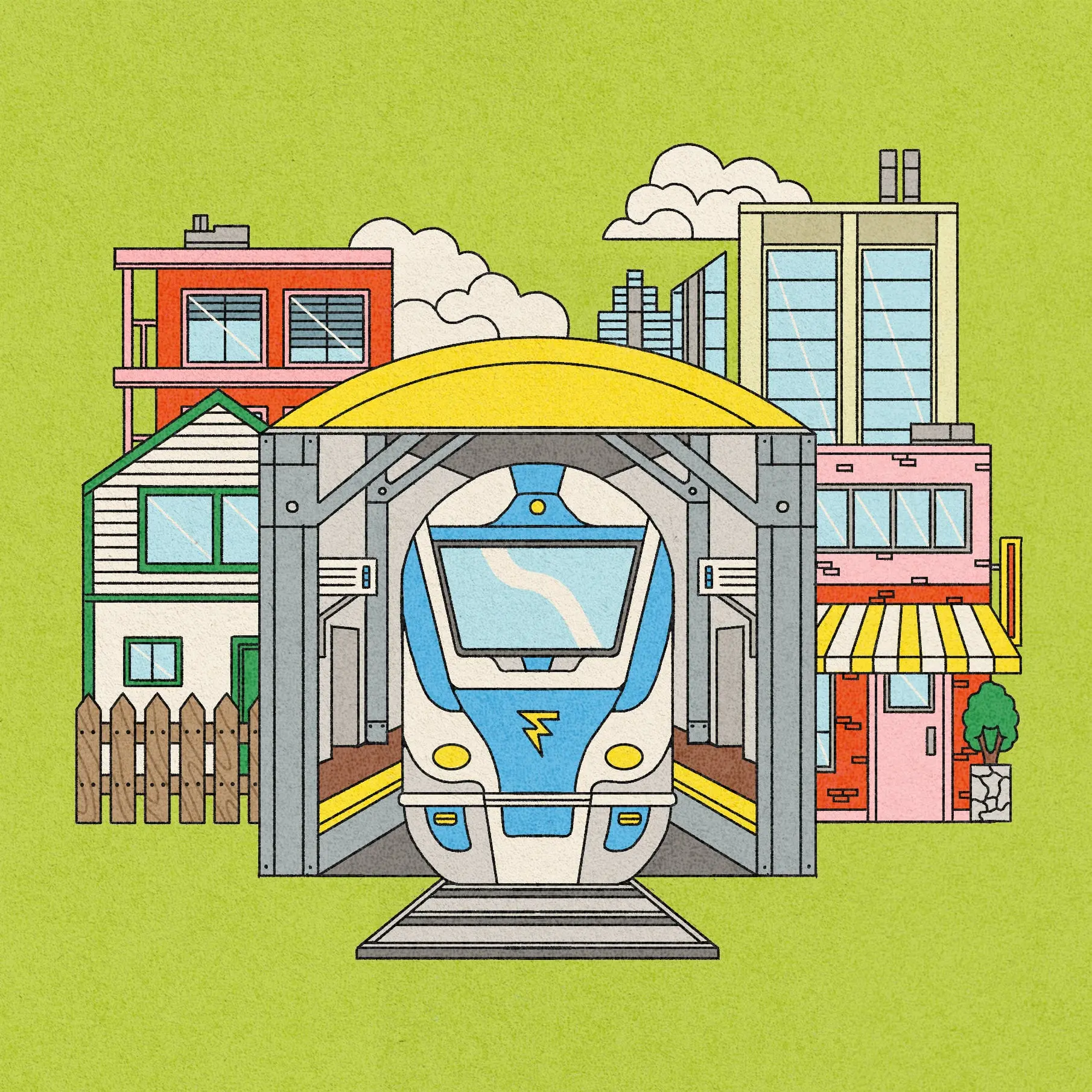 A train emerging from a tunnel