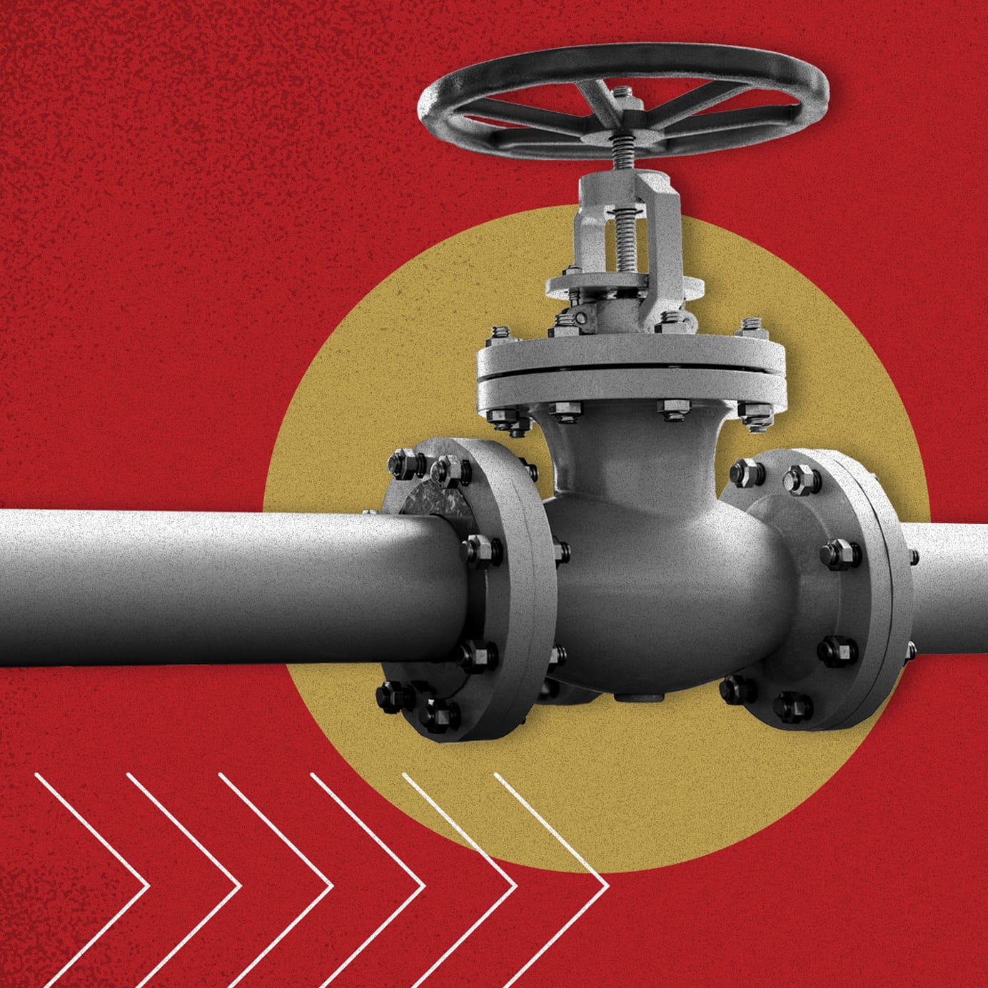 A pipeline with a wheel to turn on and off
