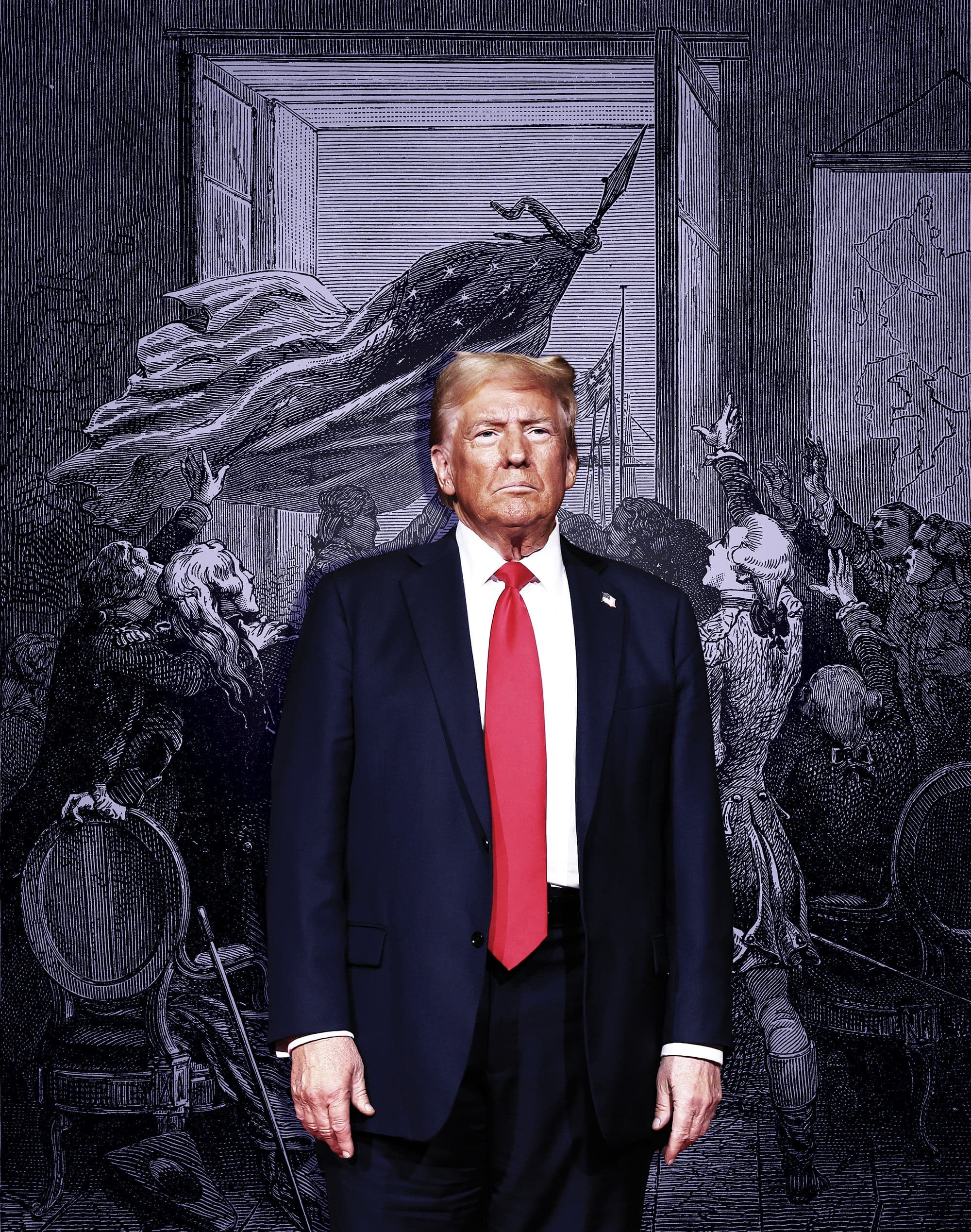Donald Trump in a red tie and black suit