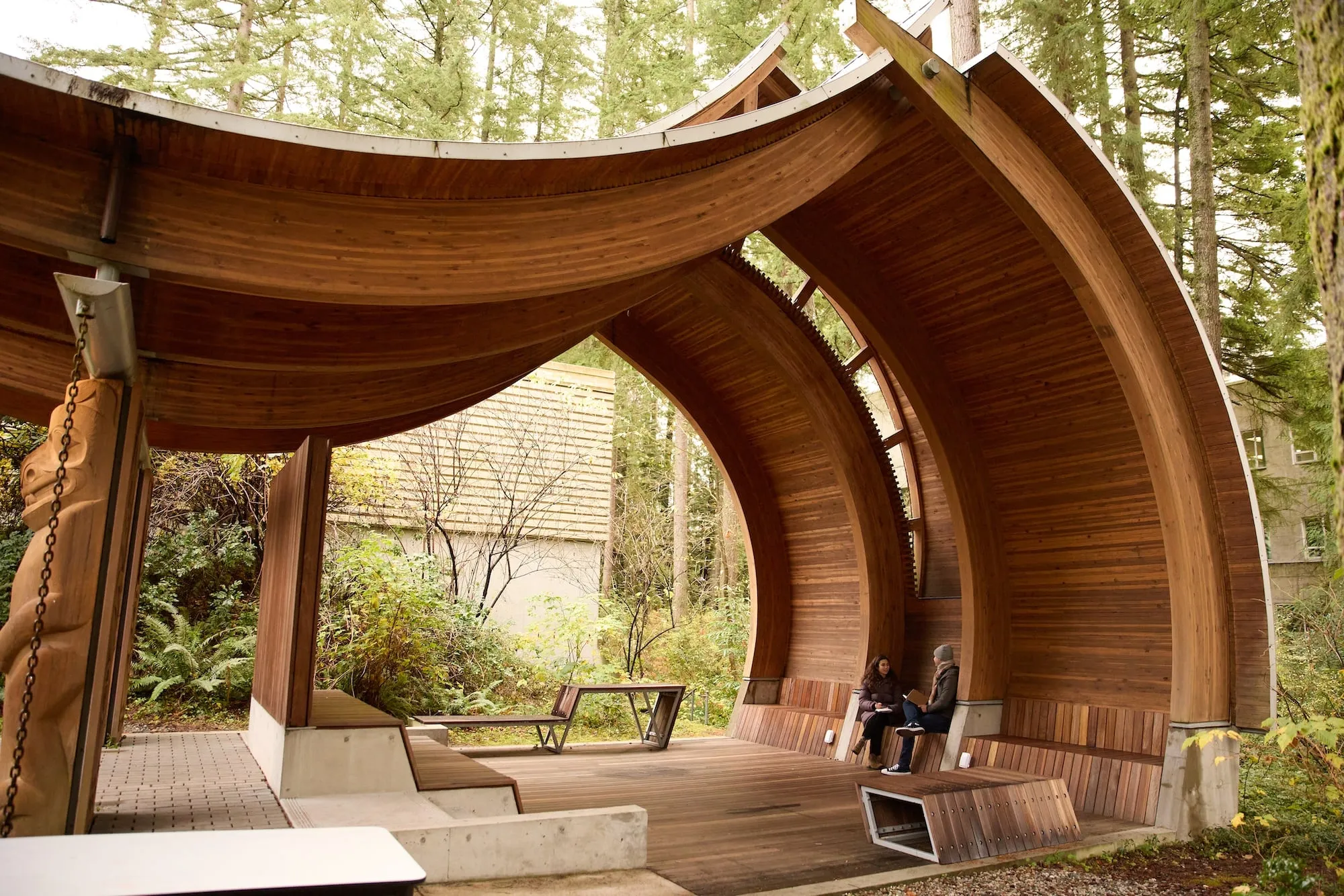 A wooden archway