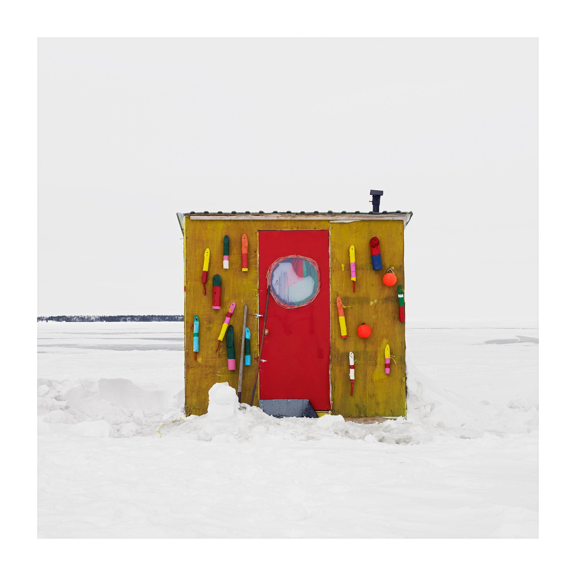 A decorated ice hut