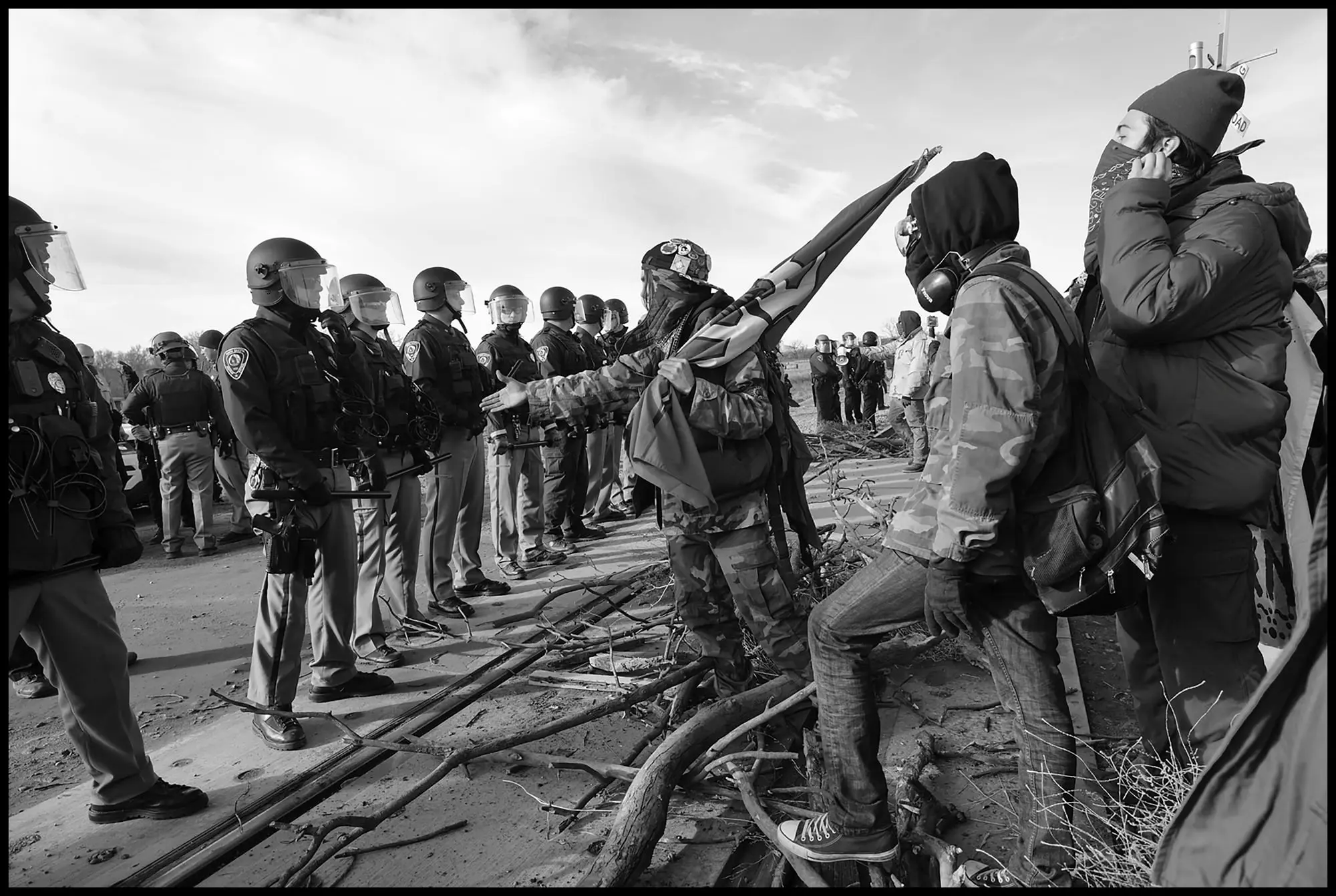 A face off between police and protestors
