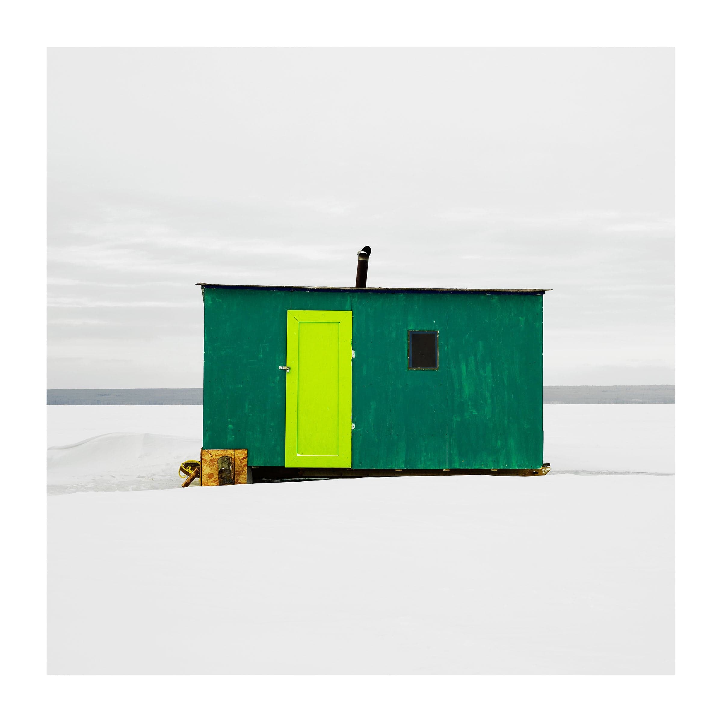 A bright-coloured ice hut