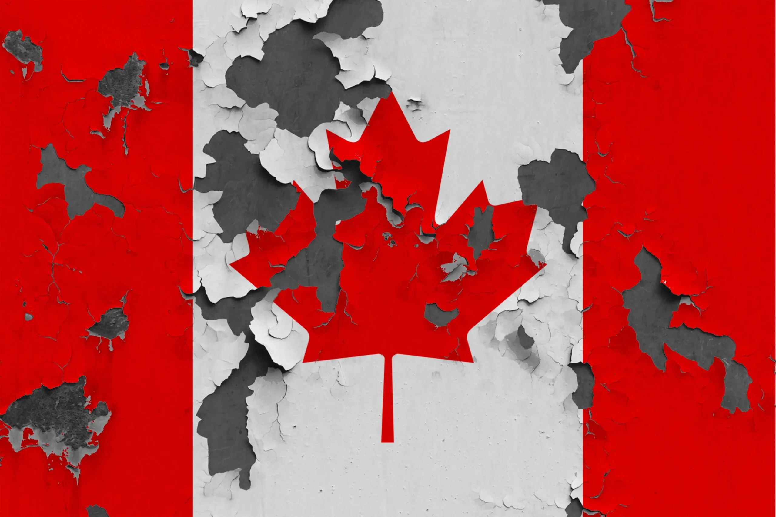 A Canada flag with holes in it