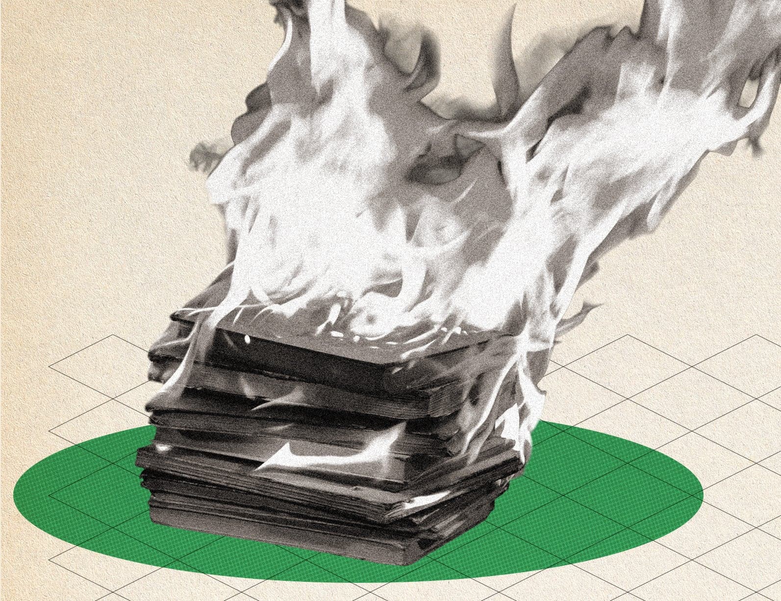 Several textbooks lit on fire