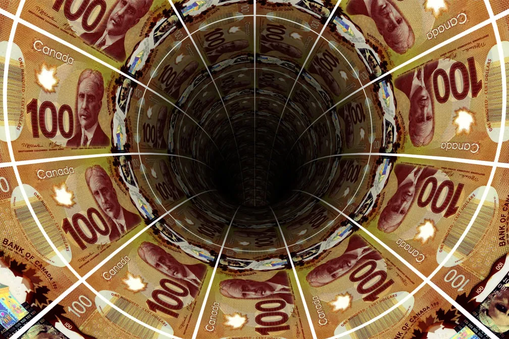 A tunnel filled with $100 bills