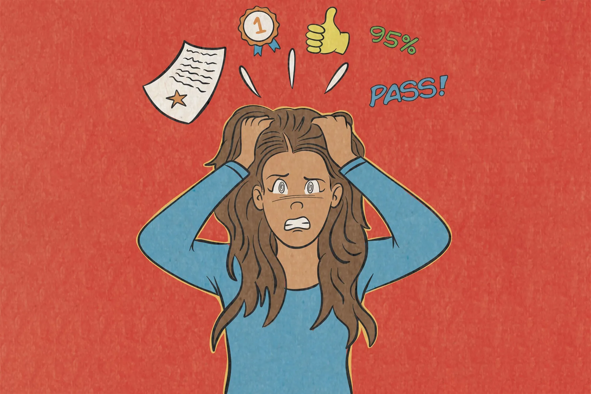 an illustration of a stressed out student