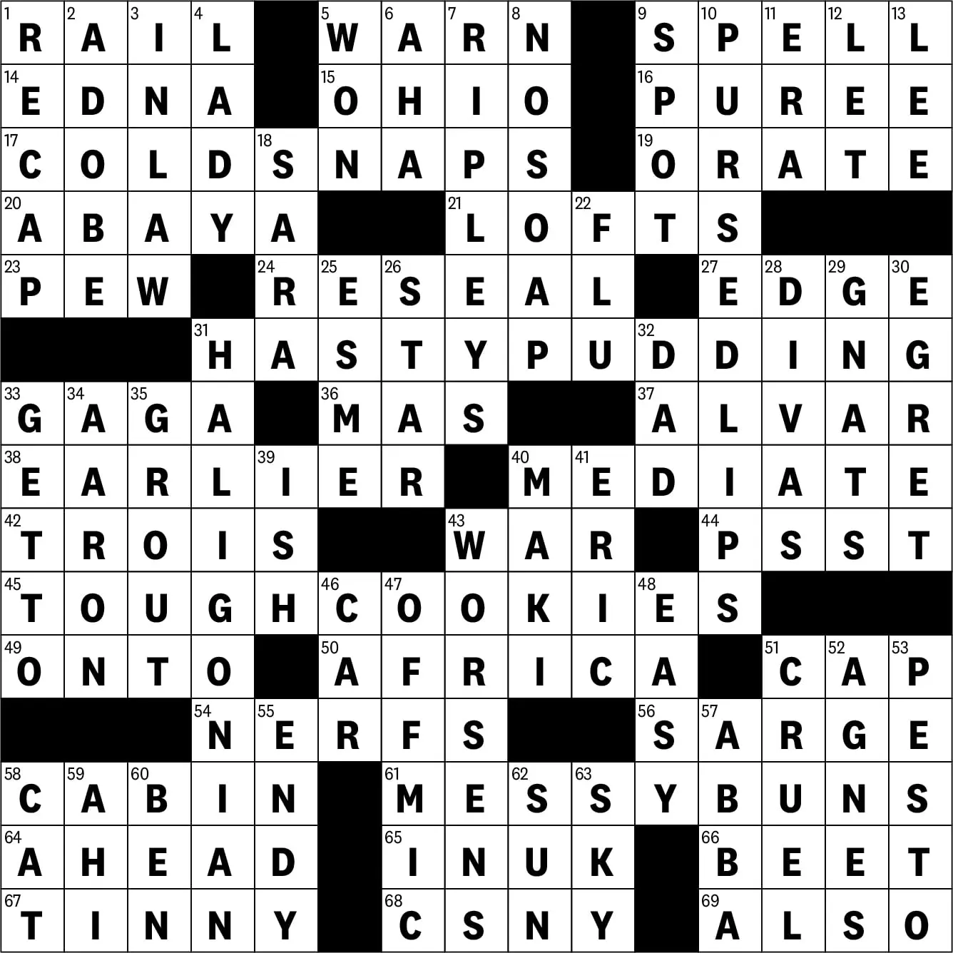 A crossword solution