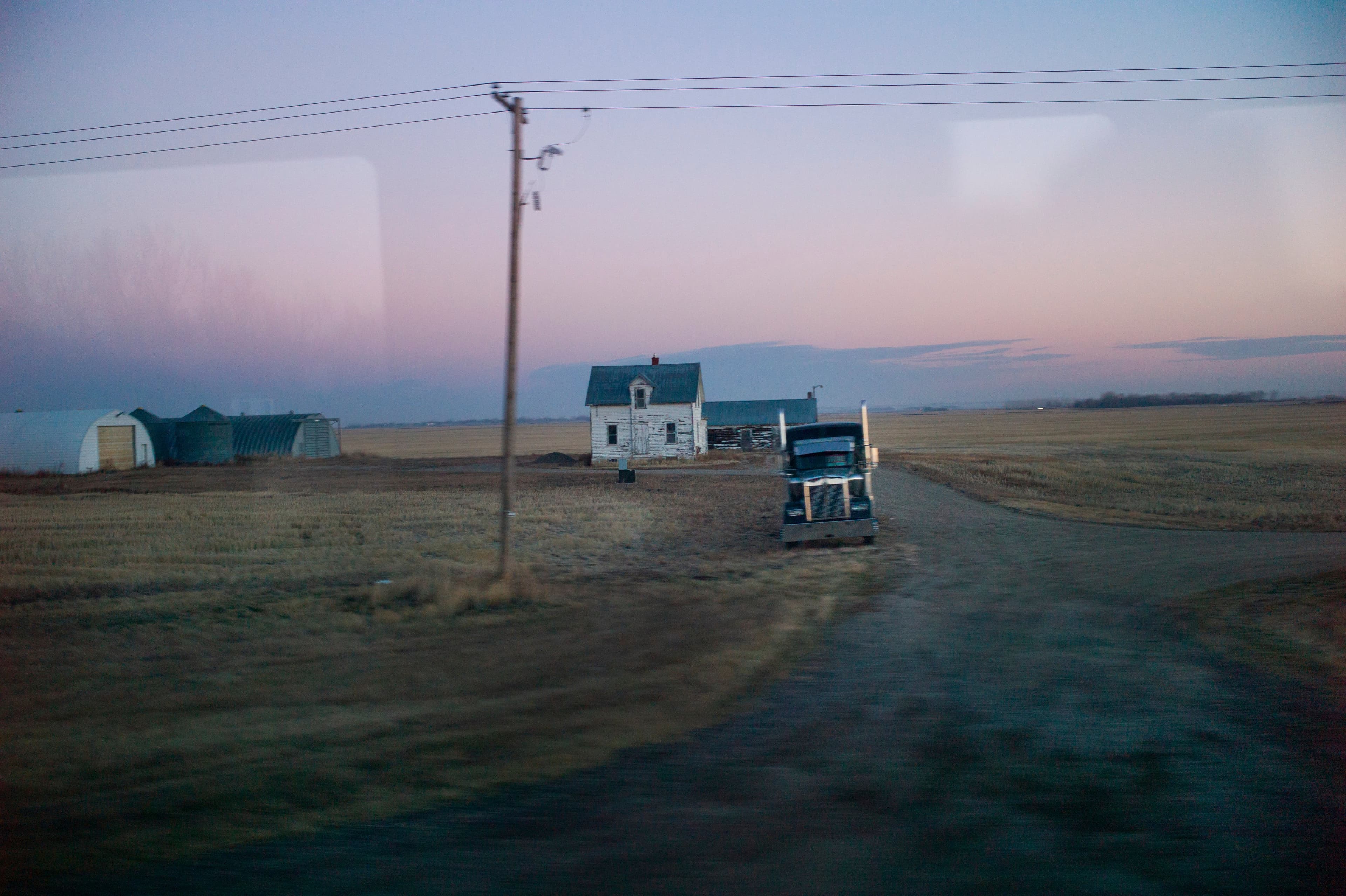 A sunset landscape in rural Saskatchewan