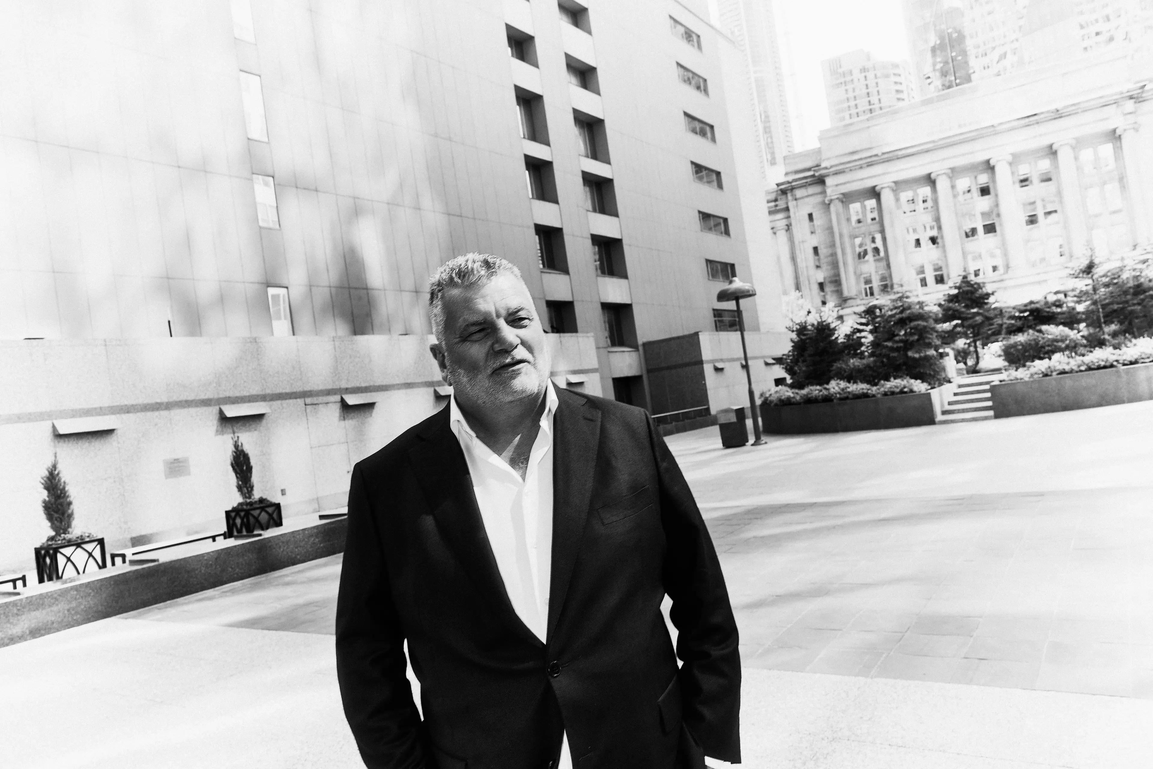 Al Dillon photographed in black and white