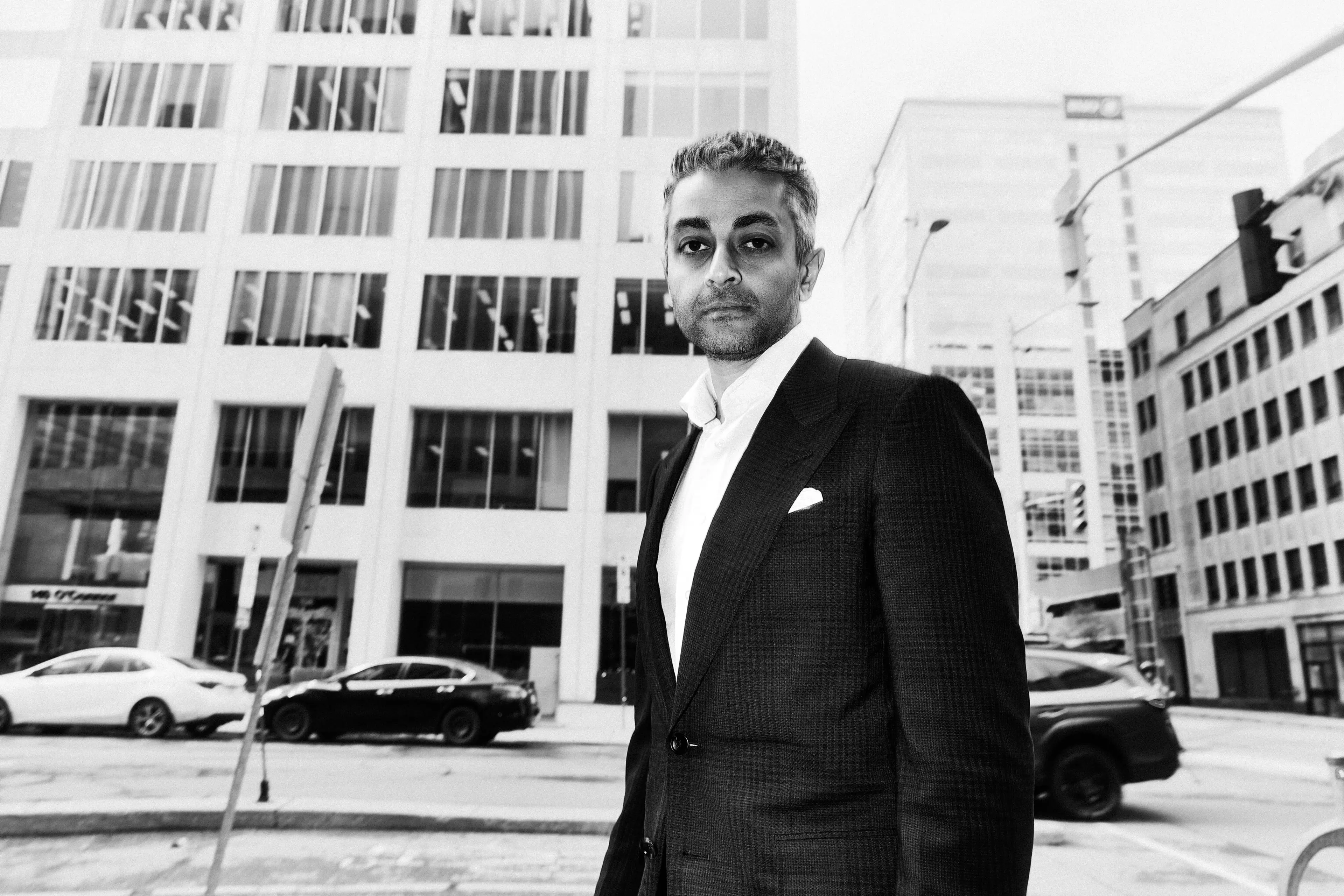 Fady Mansour photographed in black and white