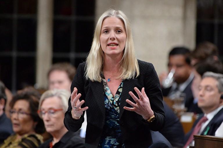 <p>Environment Minister Catherine McKenna answers a question during Question Period in the House of Commons in Ottawa, Wednesday, April 20, 2016. (Adrian Wyld/CP)</p>
