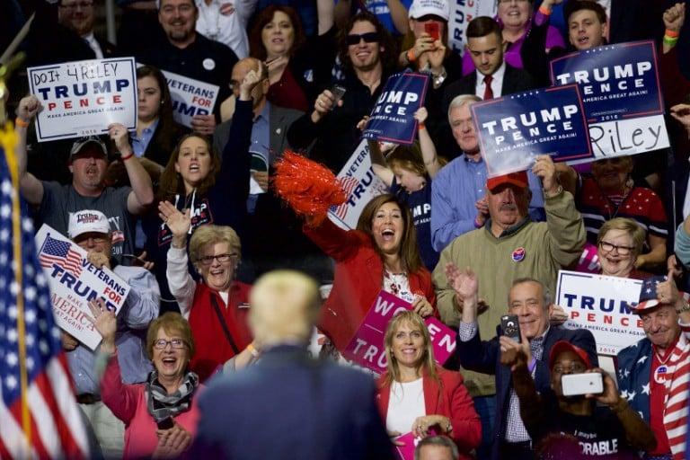 <p>Supporters cheer Republican Presidential nominee Donald J. Trump during a rally at Giant Center in Hershey, Pennsylvania.  (Mark Makela/Getty Images)</p>
