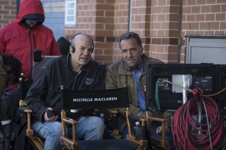 David Simon (left) and George Pelecanos (right), on the set of the pilot of HBO's 'The Deuce'.