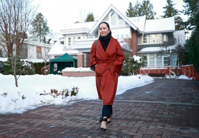 Huawei Technologies Chief Financial Officer Meng Wanzhou leaves her house on her way to a court appearance on January 17, 2020 in Vancouver, Canada. The United States government accused Wanzhou of fraud after HSBC continued trade with Iran while sanctions were in place. (Jeff Vinnick/Getty Images)