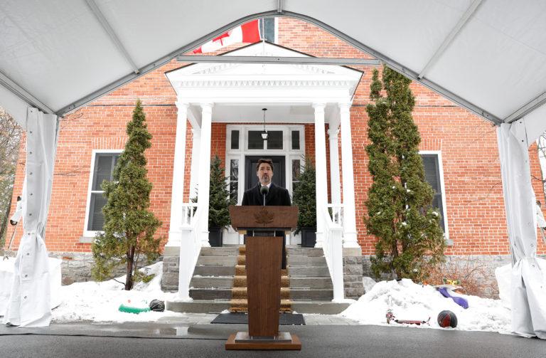 <p>Canada&#8217;s Prime Minister Justin Trudeau attends a press conference at Rideau Cottage in Ottawa, Ontario, Canada March 17, 2020. REUTERS/Blair Gable</p>
