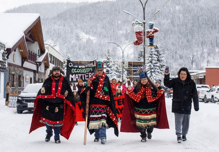 Wet’suwet’en hereditary chiefs opposing the Coast GasLink pipeline in Smithers, B.C., in January (Jason Franson/CP)