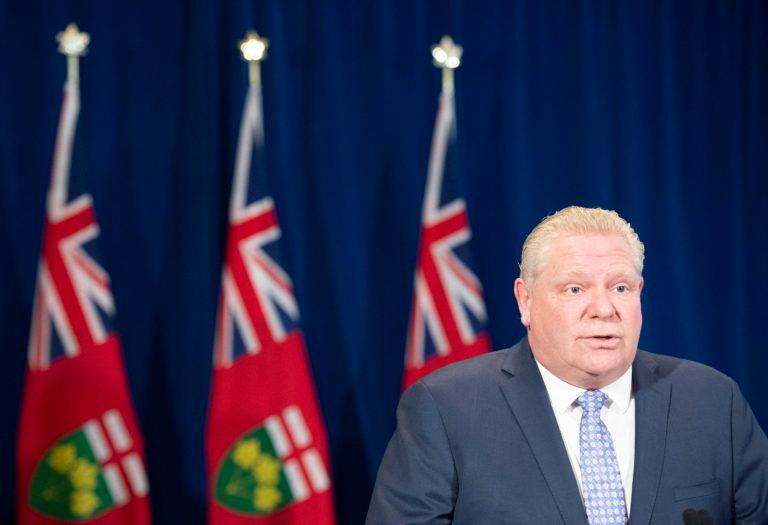 Ontario Premier Doug Ford answers questions during the daily briefing at Queen's Park in Toronto on Tuesday, April 21, 2020. THE CANADIAN PRESS/Frank Gunn