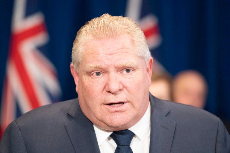 Ontario Premier Doug Ford answers questions during the daily briefing on the COVID-19 pandemic at Queen's Park in Toronto on Thursday April 2, 2020. THE CANADIAN PRESS/Frank Gunn