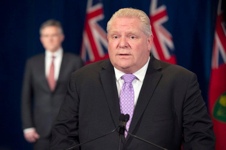Ontario Premier Doug Ford answers questions at the daily briefing at the Queen's Park Legislature in Toronto on Tuesday April 14, 2020. THE CANADIAN PRESS/Frank Gunn