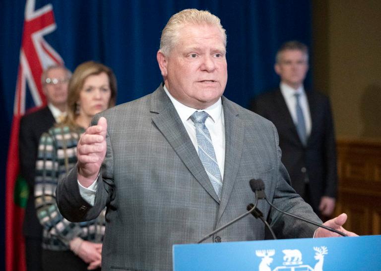 Ontario Premier Doug Ford answers questions during the daily briefing at Queen's Park in Toronto on Wednesday April 1, 2020. THE CANADIAN PRESS/Frank Gunn