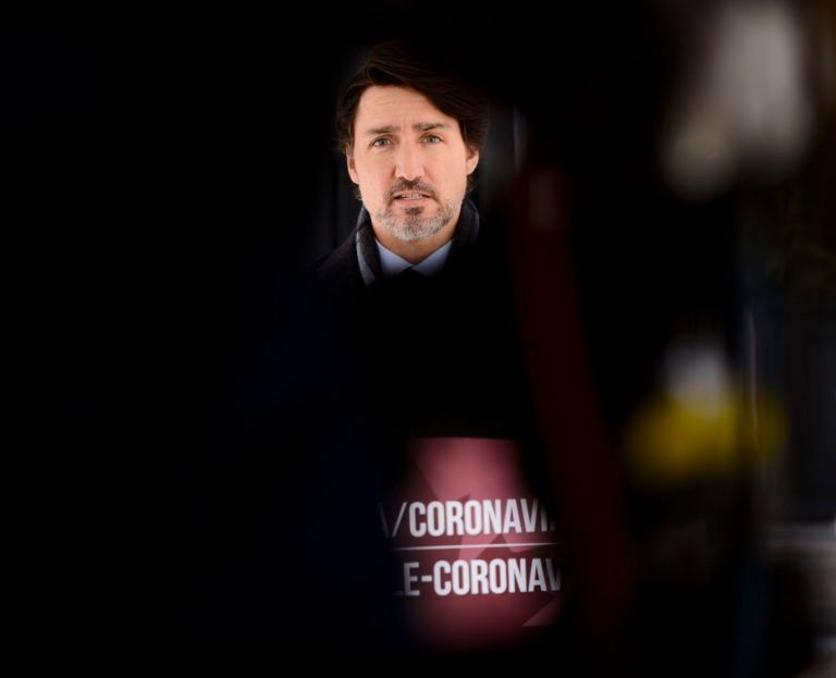 Prime Minister Justin Trudeau addresses Canadians on the COVID-19 pandemic from Rideau Cottage in Ottawa on Apr. 23, 2020. (Sean Kilpatrick/CP)