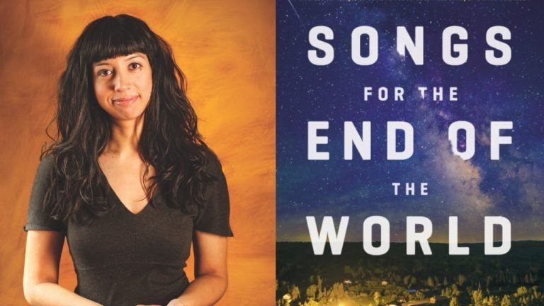 Author Saleema Nawaz, cover of her book Songs for the End of the World