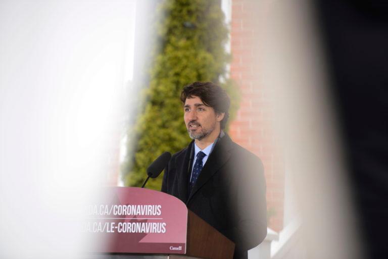 Prime Minister Justin Trudeau addresses Canadians on the COVID-19 pandemic from Rideau Cottage in Ottawa on Tuesday, April 21, 2020. THE CANADIAN PRESS/Sean Kilpatrick