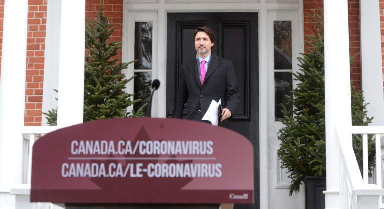 Prime Minister Justin Trudeau addresses Canadians on the COVID-19 pandemic from Rideau Cottage in Ottawa on Wednesday, April 8, 2020. THE CANADIAN PRESS/Sean Kilpatrick