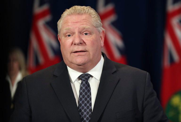 Ontario Premier Doug Ford answers questions at a COVID-19 briefing at Queen's Park in Toronto on Monday May 4, 2020. THE CANADIAN PRESS/Richard Lautens-Pool Image
