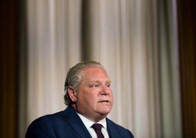 Ontario Premier Doug Ford speaks during his daily updates regarding COVID-19 at Queen's Park in Toronto on Tuesday, June 9, 2020. THE CANADIAN PRESS/Nathan Denette