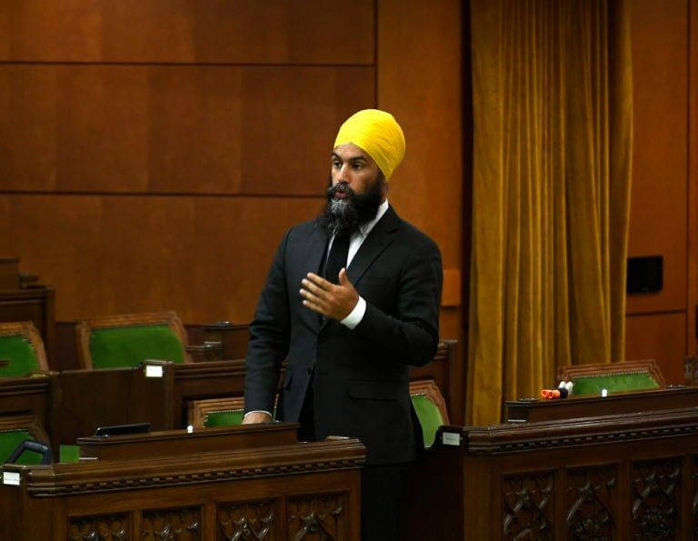 Singh rises Wednesday during a meeting of the Special Committee on the COVID-19 Pandemic. (Justin Tang/CP)