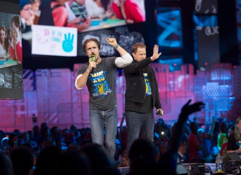 The co-founders of WE Charity are to testify before a House of Commons committee today as part of a parliamentary probe into a $912-million student-volunteer program. Craig Kielburger and Marc Kielburger speak during "We Day" in Toronto on Thursday, Oct. 2, 2014. THE CANADIAN PRESS/Hannah Yoon