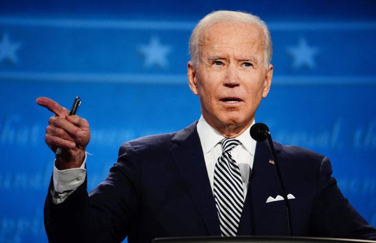Democratic presidential candidate Joe Biden participates in the first 2020 presidential election debate at Samson Pavilion in Cleveland, Ohio, USA, 29 September 2020. The first presidential debate is co-hosted by Case Western Reserve University and the Cleveland Clinic. (Jim Lo Scalzo/EPA/CP)