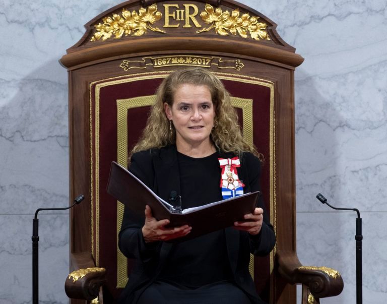 Governor General Julie Payette delivers the Throne Speech in the Senate chamber, Thursday December 5, 2019 in Ottawa. The COVID-19 pandemic has put the kibosh on the annual Canada Day celebration of recipients of the country's second highest award. Governor General Julie Payette would normally announce the list of Order of Canada nominees on July 1. THE CANADIAN PRESS/Sean Kilpatrick