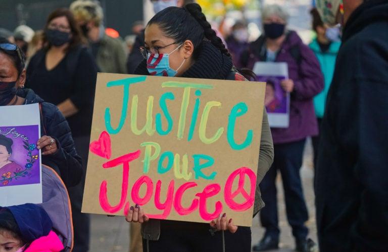A protest march for Joyce Echaquan in Montreal on Oct. 3, 2020 (CP/Mario Beauregard)