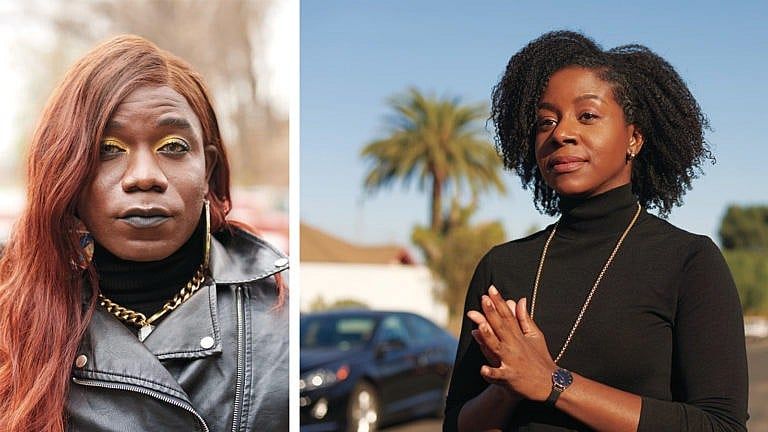 Ravyn Wngz (left) in Toronto and Sandy Hudson in LA. (Photograph by Dimitri Aspinall; Photograph by Nikk Rich)